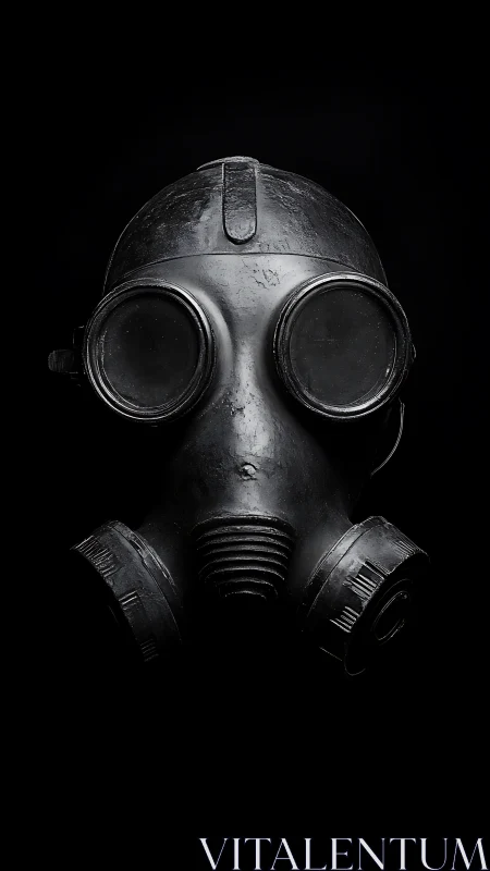 Vintage gas mask portrait in dramatic low key lighting.