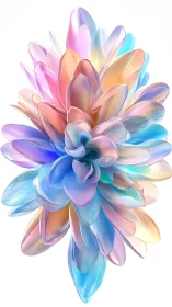 Digital painting of iridescent abstract floral petal structure.