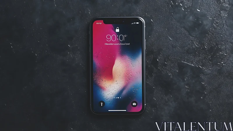 Modern Phone Displaying Vibrant Gradient Wallpaper.