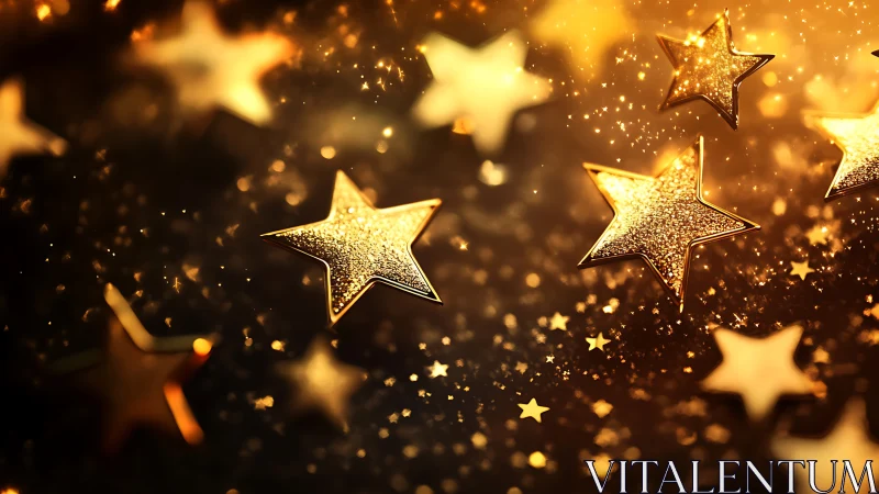 Gold depth-of-field star field with textured metallic bokeh planes