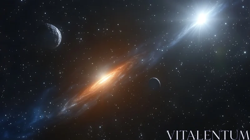 Binary star system with planets and bright stellar jets