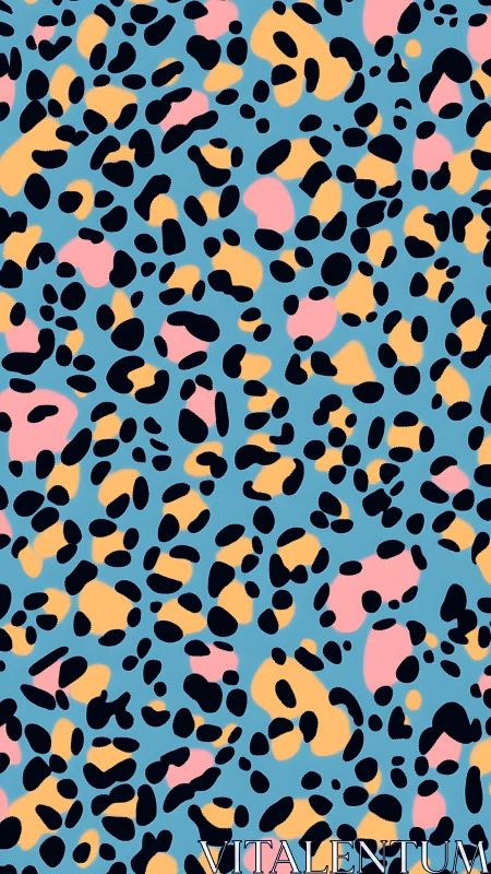 Stylized leopard print pattern with flat pastel color blocking