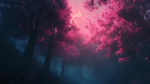 Glowing Pink Forest: A Magical Journey Through Enchanted Woods.