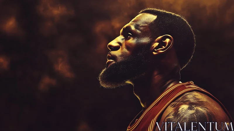 Side-lit basketball player portrait in dramatic golden profile