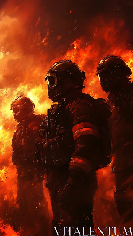 Firefighters Battle Inferno with Silhouettes.