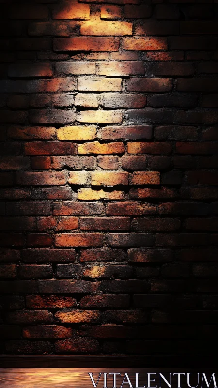 Low key brick wall backdrop with dramatic spot lighting.