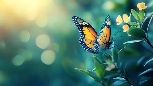 Sunlit monarch duet sipping morning sparkles in bloom.