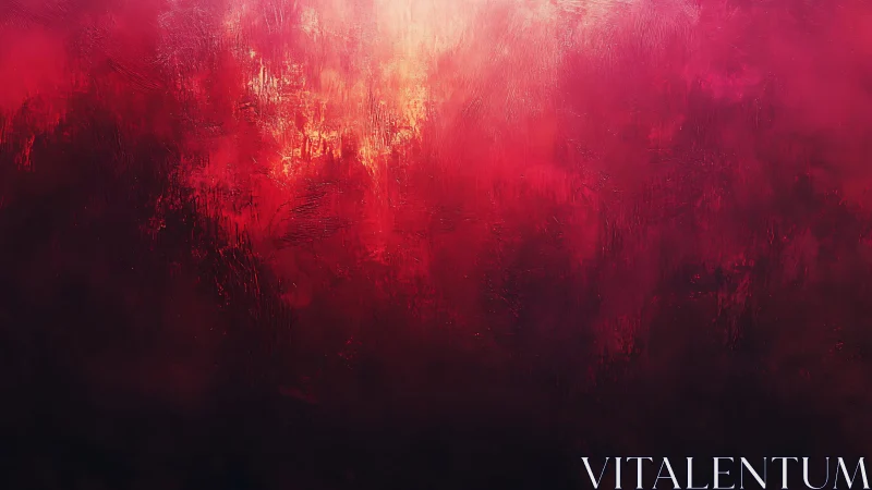 Vivid Red and Black Abstract Painting with Textured Brushstrokes.