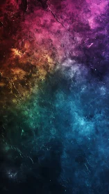 Textured cosmic gradient wall with vivid nebula colors.