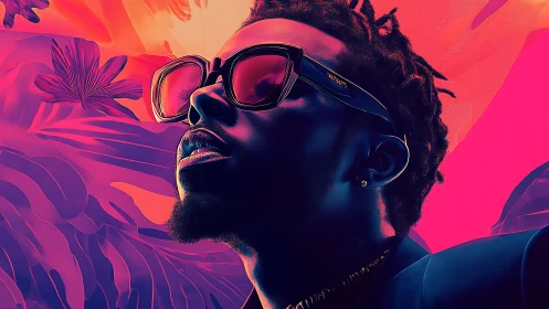 Neon jungle dreamer in electric sunset glow and gloss.