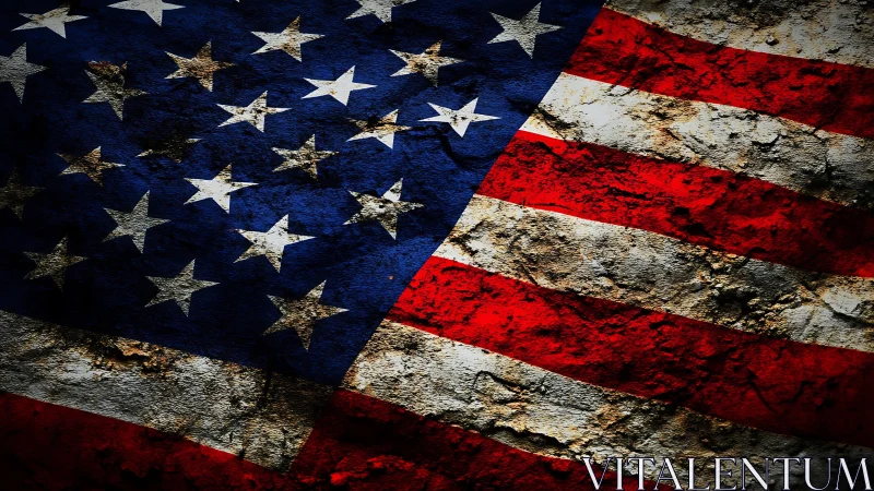 Weathered American flag artwork evokes enduring resilience