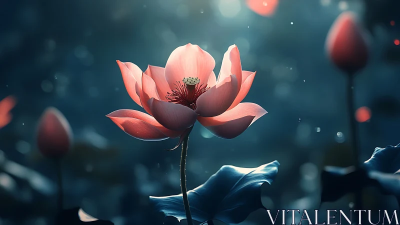 Luminous Lotus Blooms in Twilight's Dreamy Veil.