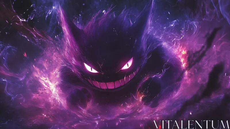 Ghostly purple creature charges through swirling energy.