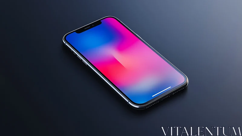 Sleek smartphone with vibrant gradient display.