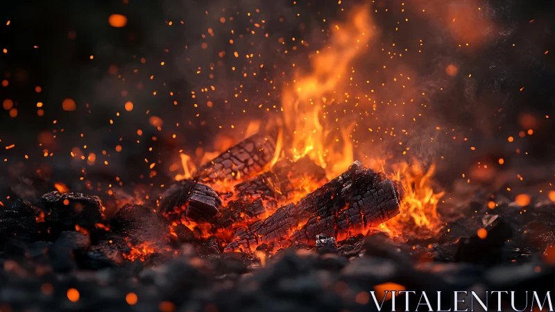 Roaring Flames Dance in Evening Glow.