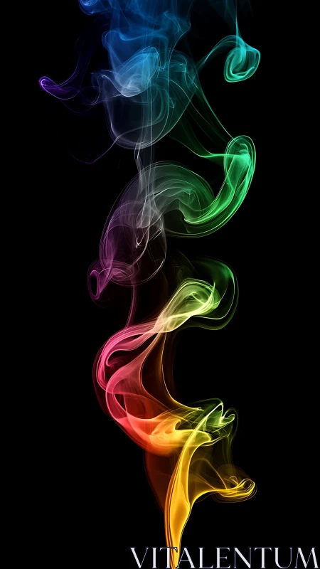 Chromatic smoke column with gradient illumination on black field