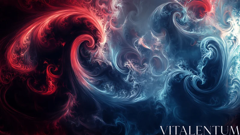 Bifurcated red and cyan fractal vortices in turbulent flow field