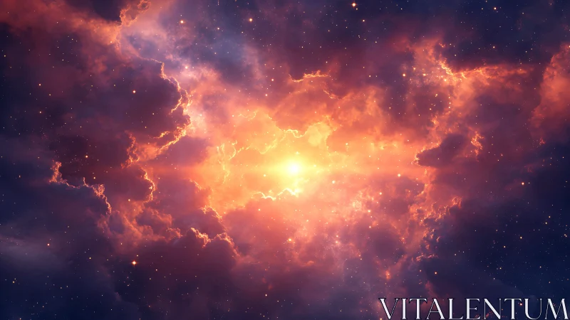 Starlit nebula sunrise painting the cosmic night sky.