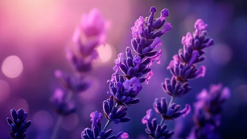 Lavender Florets in Chromatic Bokeh: Macro Botanical Study.
