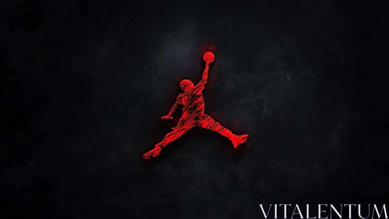 Red sketched basketball jumper silhouette glows on textured black