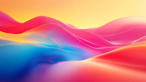 Vibrant gradient waves forming abstract color landscape.