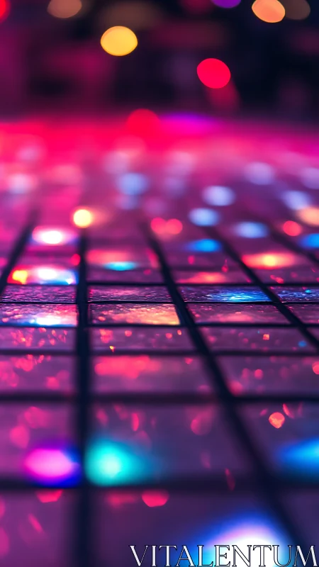 Neon tiles hum softly while city lights blur into glitter