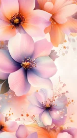 Gradient Cosmos Flowers Blooming in Soft Pink Orange Tones