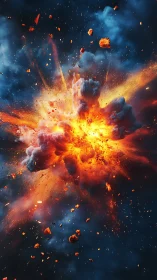 High dynamic range fireball explosion in dense atmospheric smoke