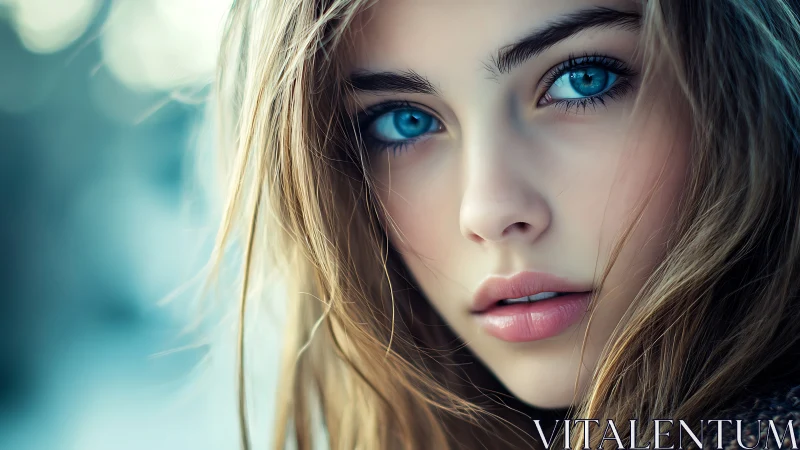 High-detail portrait with shallow depth of field and cool color grading