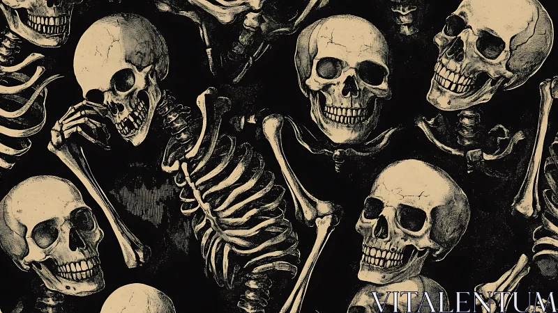 Playful skull pattern with cozy vintage Halloween charm.