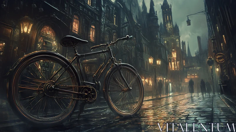 Vintage Bicycle Dreams in an Enchanted Gothic City