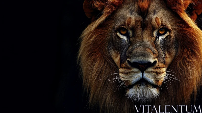 High-contrast leonine portrait with dramatic shadow mapping.