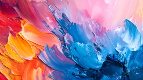 Vibrant Abstract Oil Painting With Bold Colorful Brushstrokes.