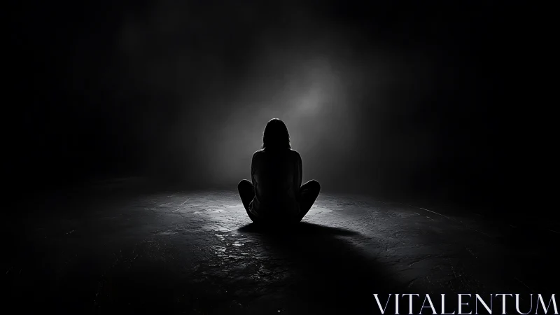 Quiet figure resting in gentle light amid soft darkness.