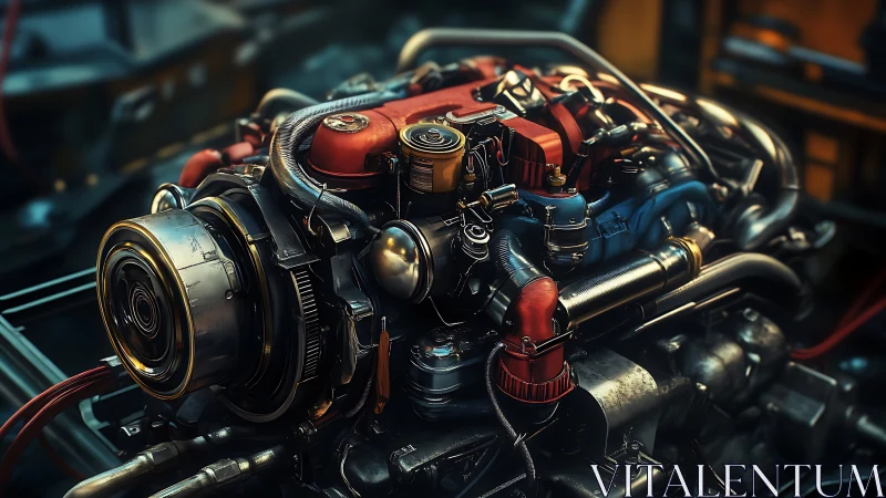 Colorful turbo engine portrait with playful industrial charm.