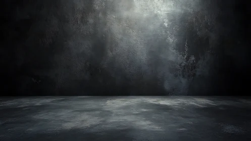 Empty dark concrete interior backdrop with textured wall.