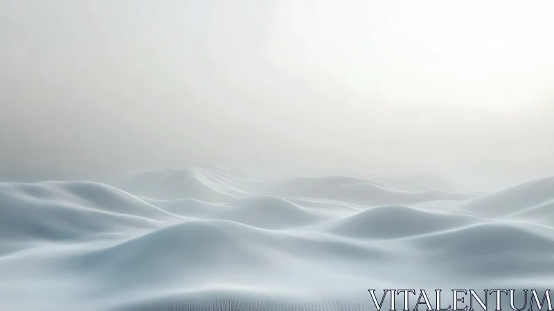 Fog-diffused minimal snow dunes articulated in soft gradients