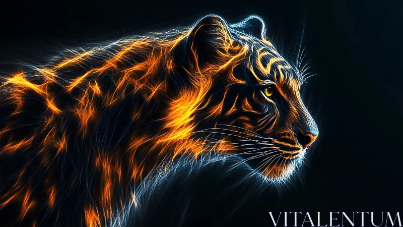 Plasma-line digital tiger profile in bioluminescent contrast.