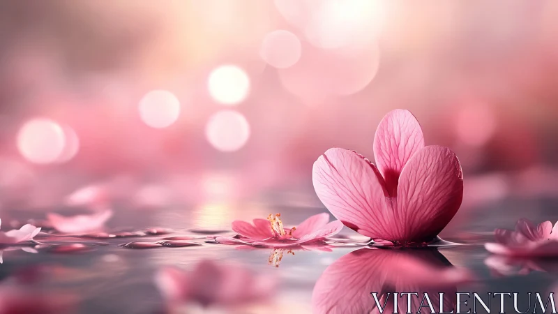 Pink Whispers: Petals Suspended in Luminous Reverie.