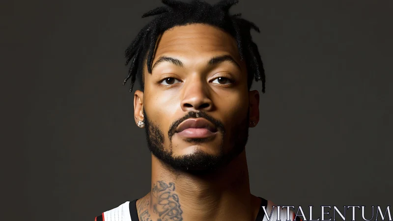 Confident young athlete gazes forward with calm strength