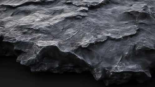 Rugged dark rock ledge rendered with high surface detail
