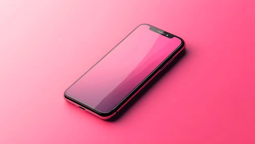 Modern smartphone with pink frame on vibrant pink background.