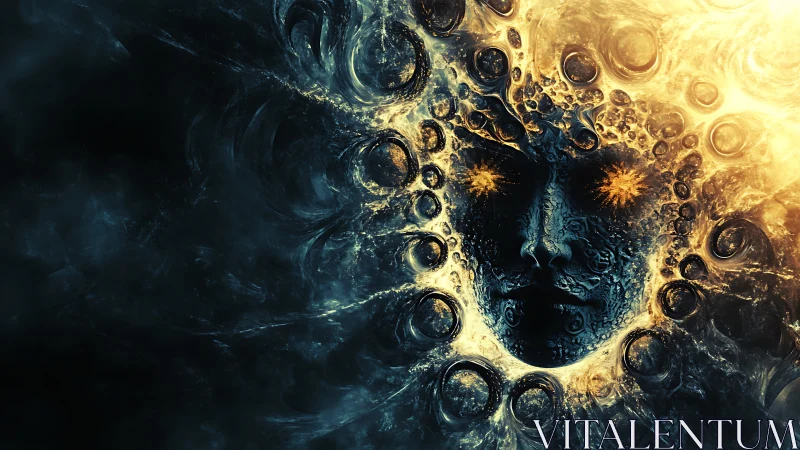 Cosmic void deity emerges through molten solar vortex