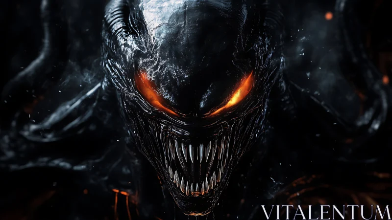 Molten-eyed void predator smiles through serrated midnight