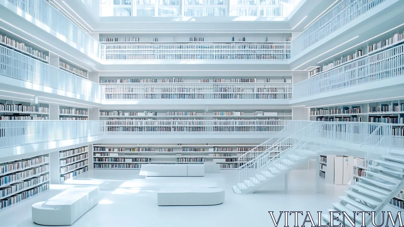 Modern Library's Serene White Sanctuary for Knowledge Seekers