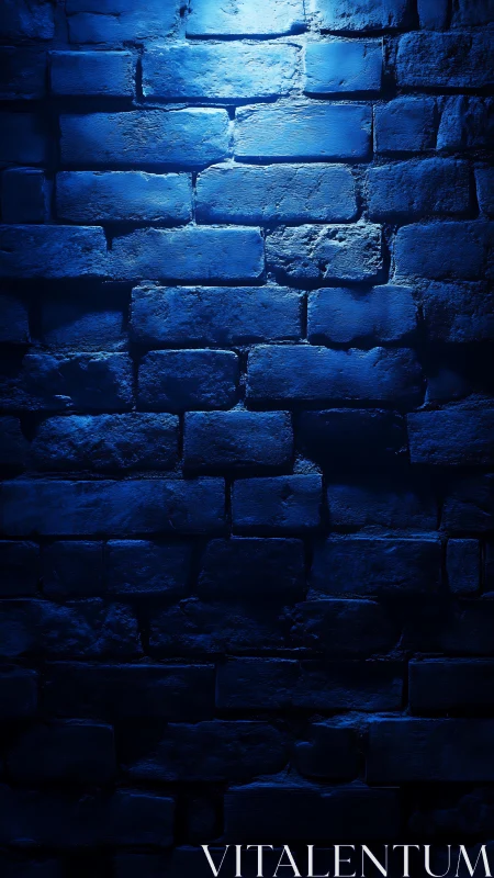 Moody blue brick wall glows under dramatic studio lighting
