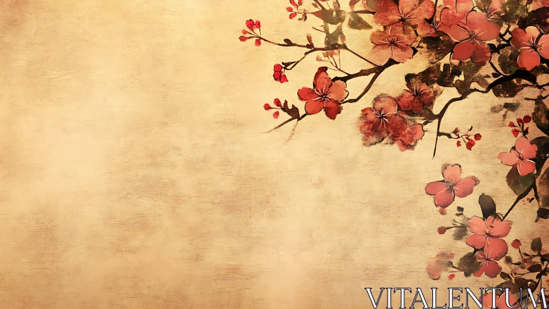 Gentle cherry blossoms drifting across warm paper light.