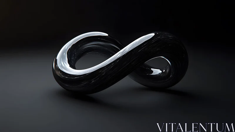 Sleek Black Infinity Symbol in Modern Digital 3D Art Style.