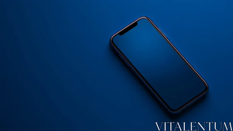 Smartphone with blank screen on blue background