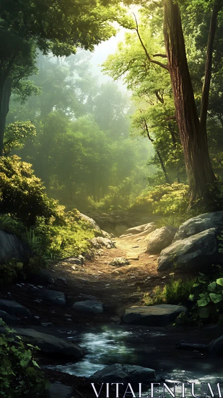 Emerald Cathedral: Where Sunlight Whispers Through Ancient Trees.